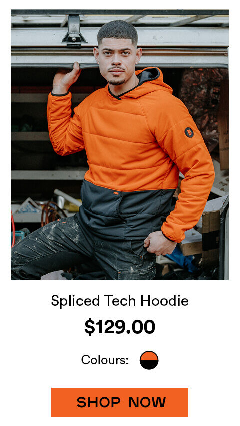 FUZE Men's Spliced Tech Hoodie - Orange/Black