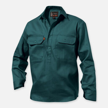 Closed Front Drill Shirt Long Sleeve