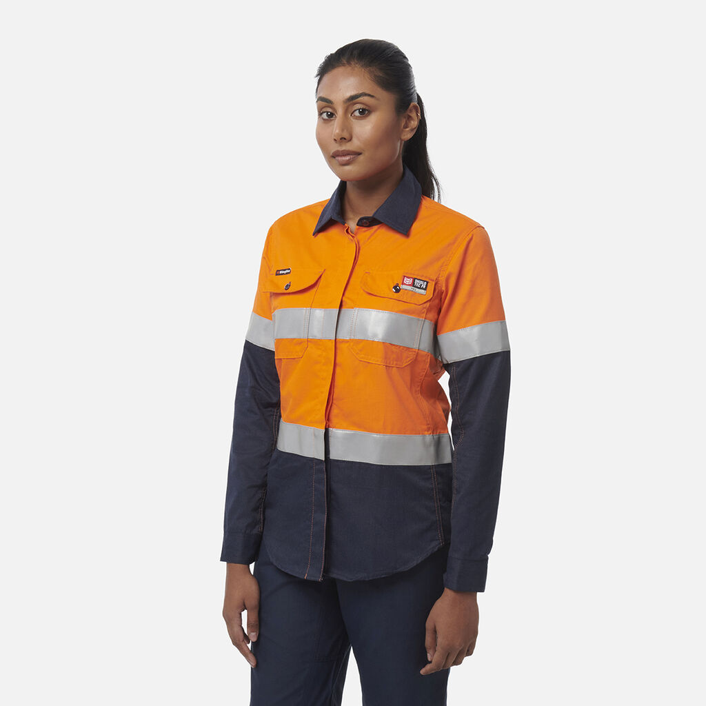 Women's ShieldTec FR Hi Vis 2Tone Open Front Taped Shirt PPE2