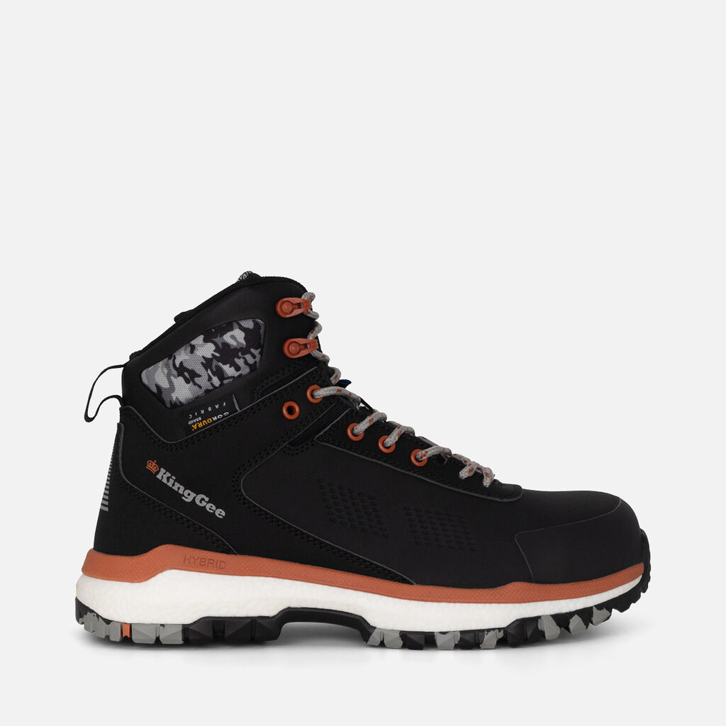 Terra Firma Hybrid Zip/Lace Composite Toe Work Boots 5" - Black/Burnt Orange