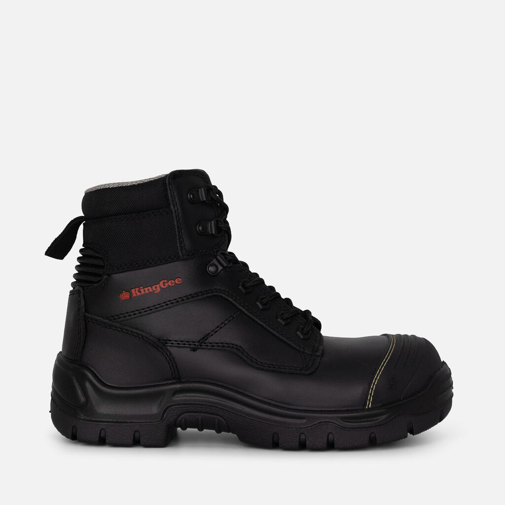 Phoenix Zip/Lace Safety Work Boots With Scuff Cap - Black