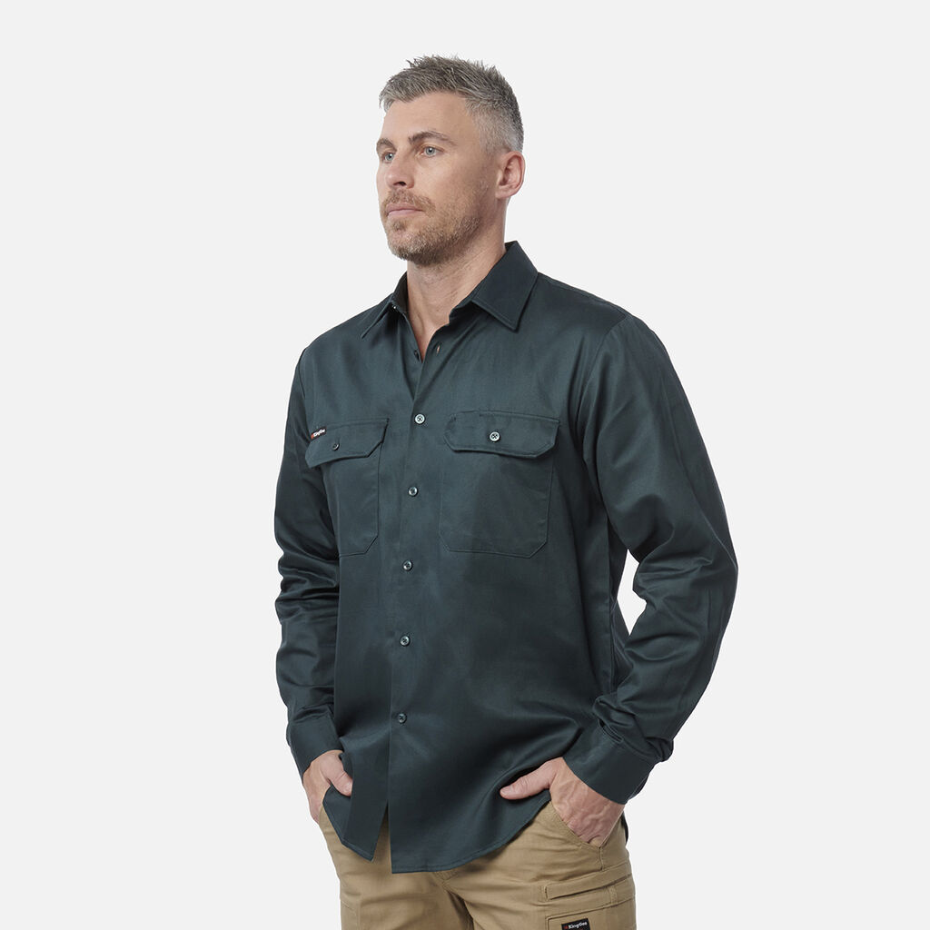 Originals Long Sleeve Open Front Cotton Drill Work Shirt