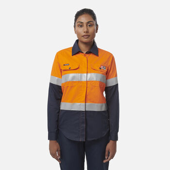 Women's ShieldTec FR Hi Vis 2Tone Open Front Taped Shirt