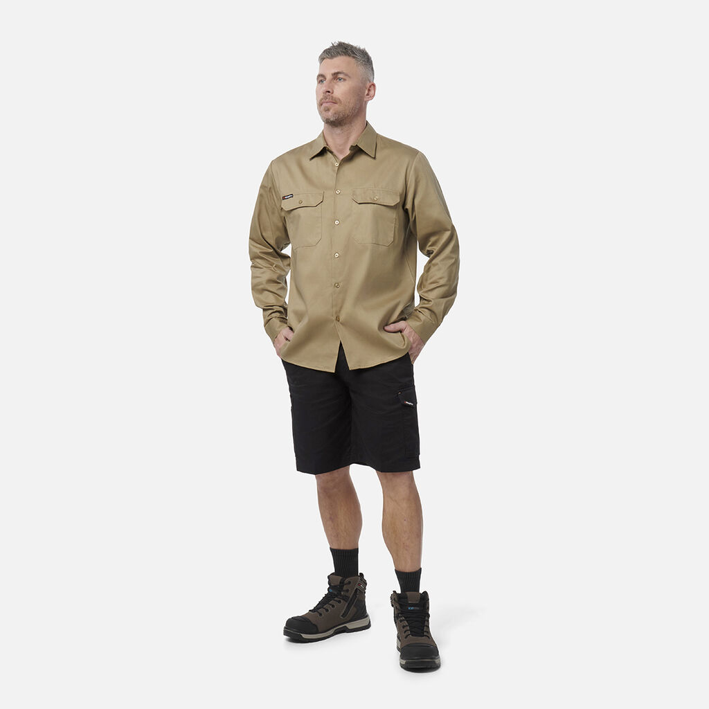 Originals Long Sleeve Open Front Cotton Drill Work Shirt