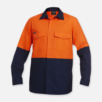 Workcool 2 Hi-Vis Two Tone Long Sleeve Drill Work Shirt