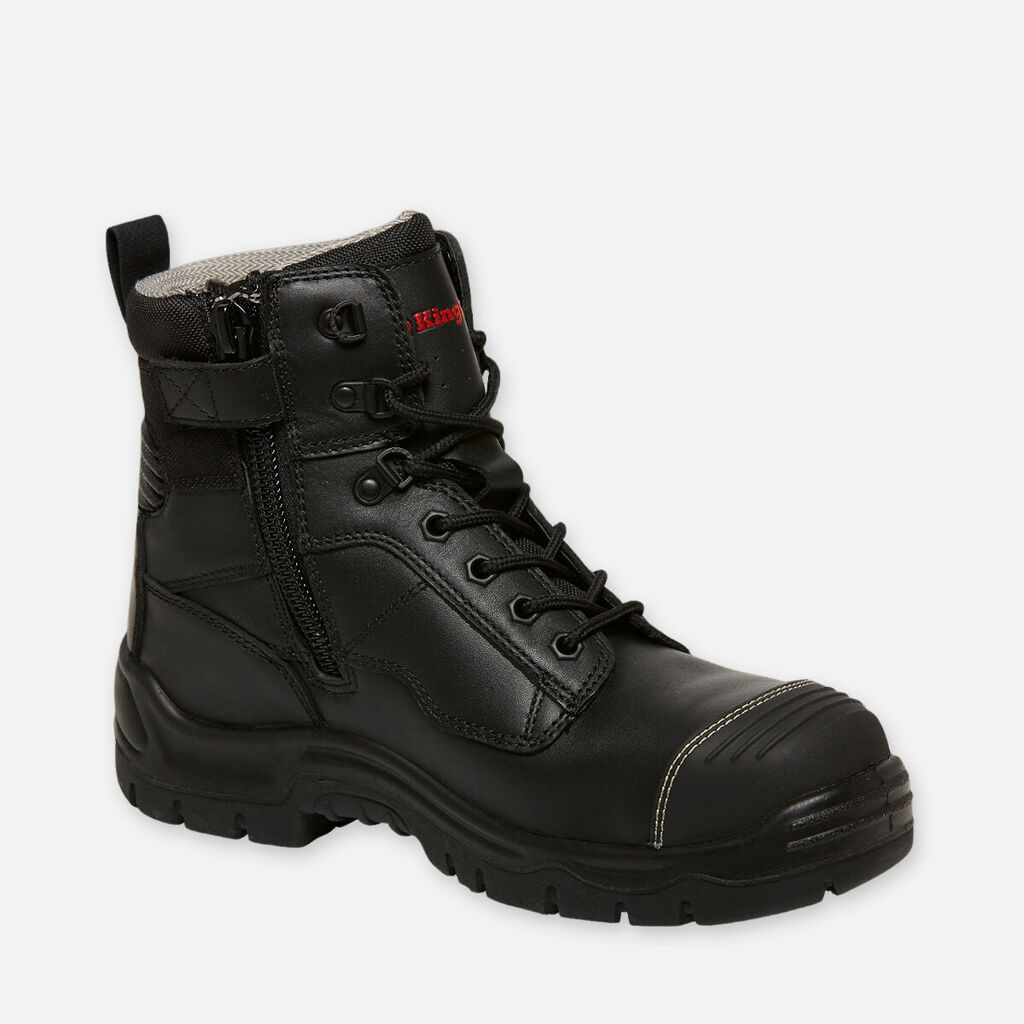Phoenix Zip/Lace Safety Work Boots With Scuff Cap - Black