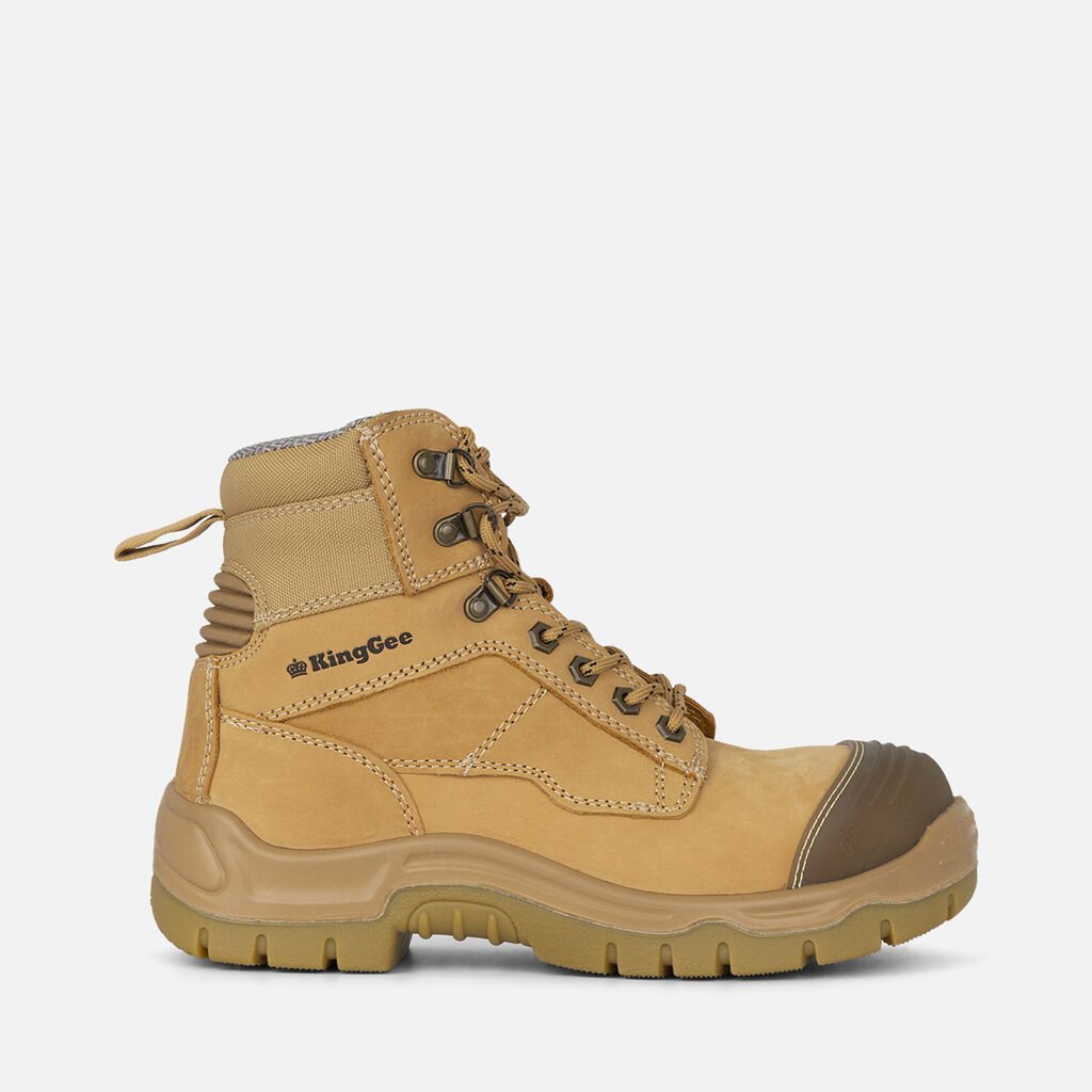 Phoenix Zip/Lace Safety Work Boots With Scuff Cap - Wheat