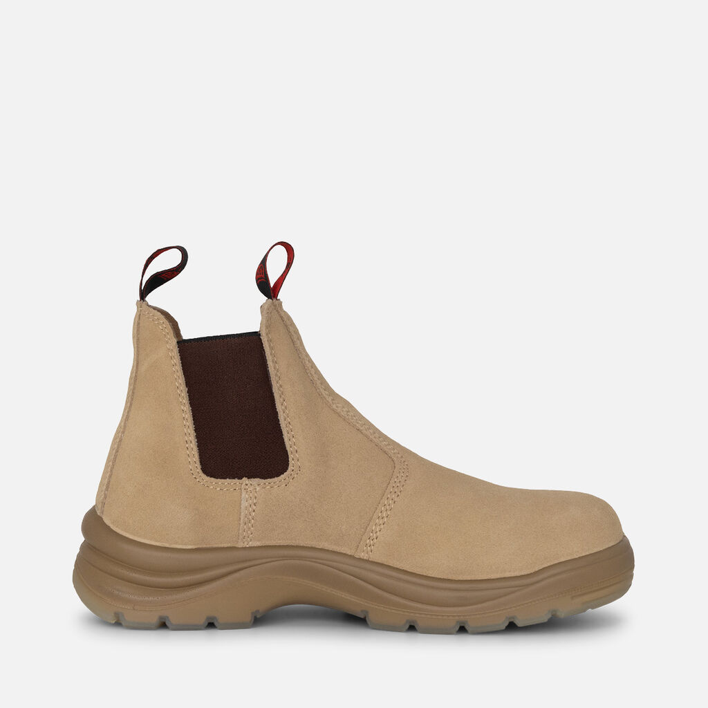Flinders Suede Steel Cap Gusset Work Boots - Sand