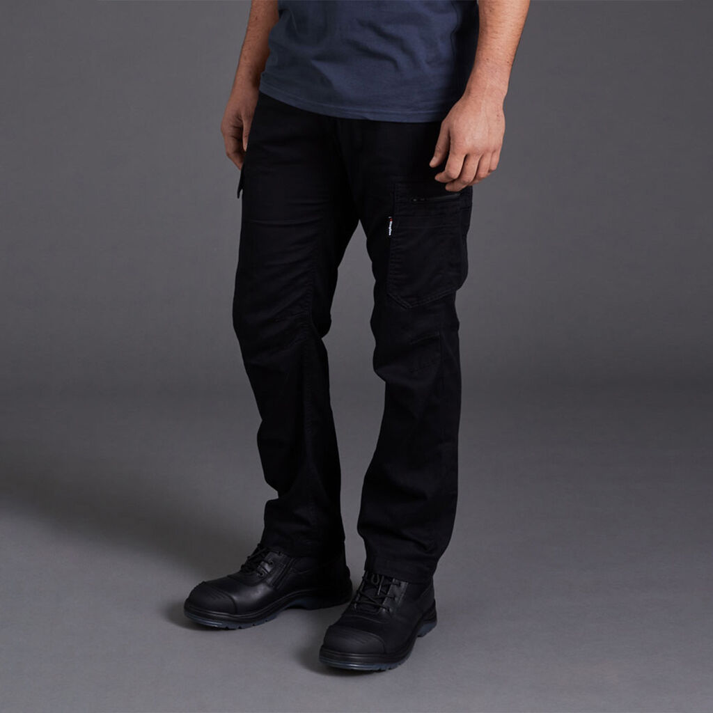 black tradie pants
