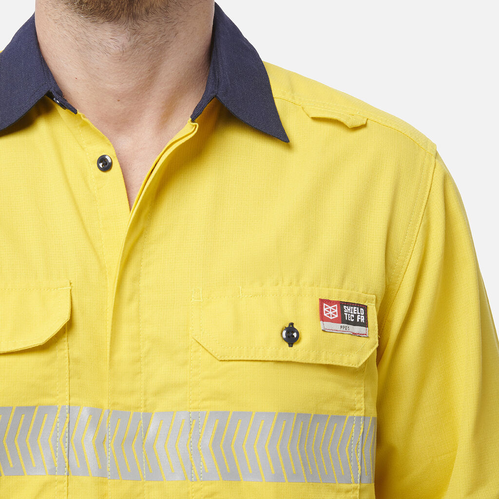 ShieldTec LENZING™ FR Hi Vis 2Tone Open Front Taped Shirt PPE1