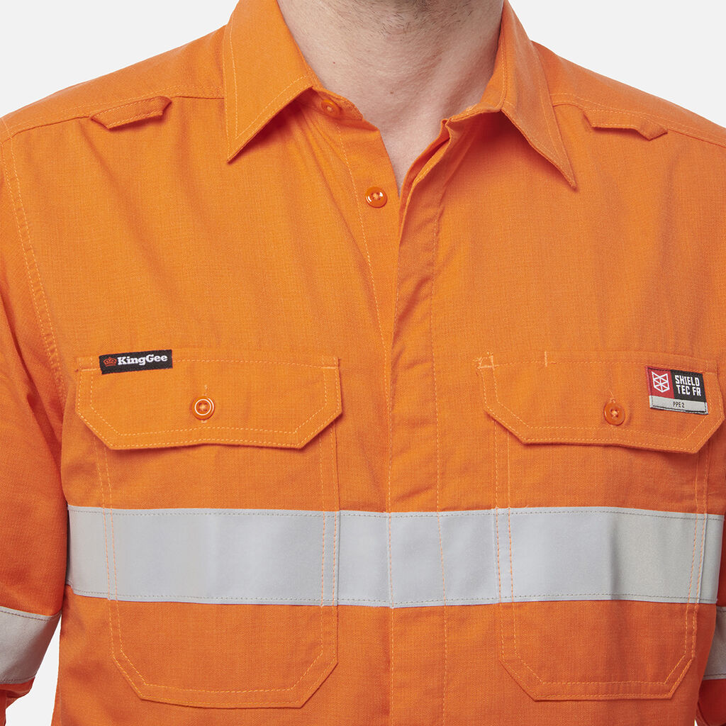 Shieldtec LENZING™ FR Hi-Vis Spliced Open Front Taped Shirt PPE2