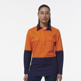 Womens Workcool Vented Closed Front Spliced Shirt