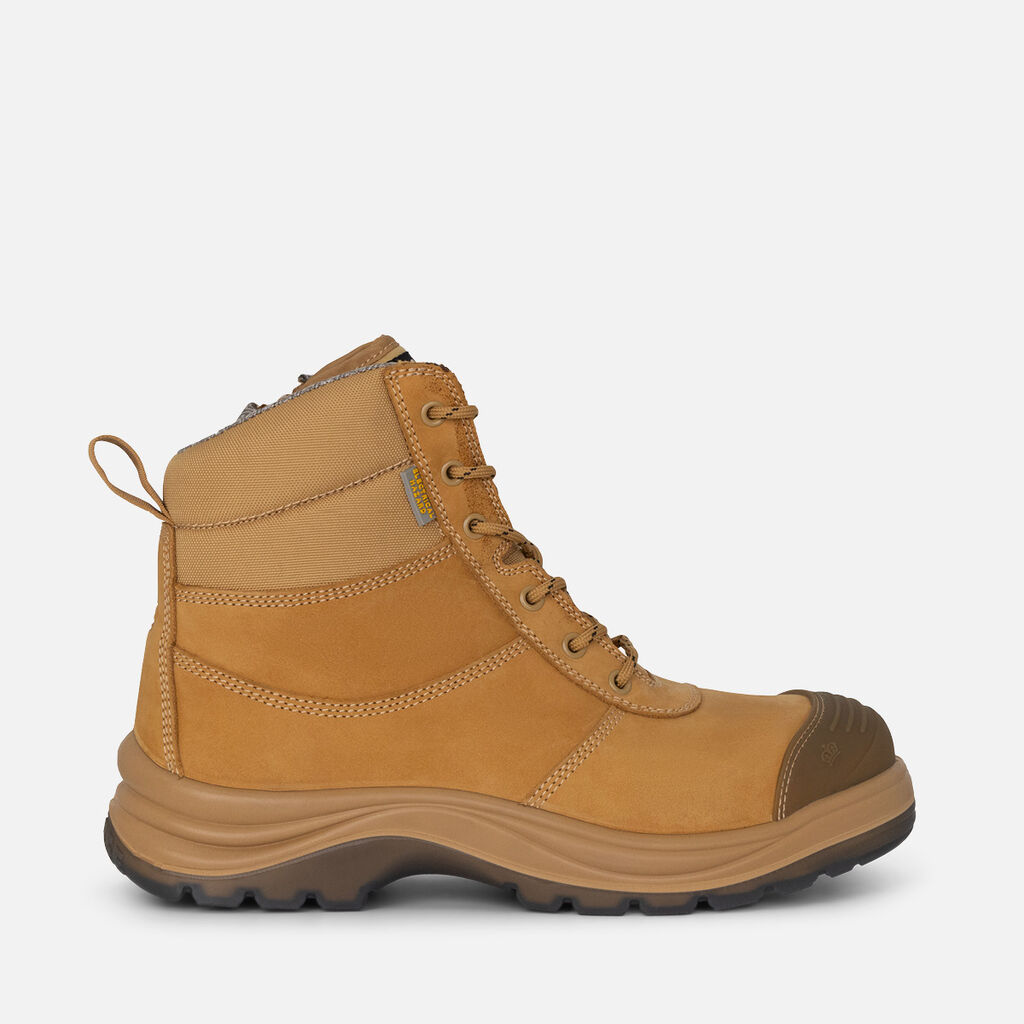 Tradie Zip/Lace Composite Safety Work Boots 6" - Wheat