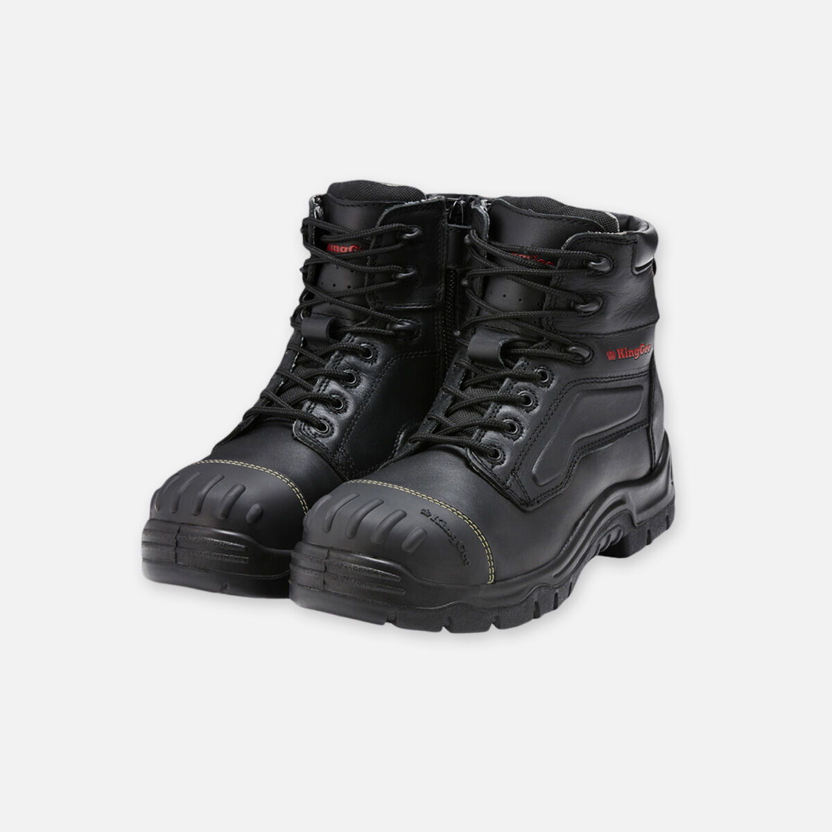 Phoenix Zip Lace Safety Work Boots With Scuff Cap Black