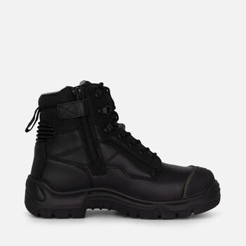 Phoenix Zip/Lace Safety Work Boots With Scuff Cap - Black