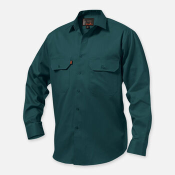 Open Front Drill Shirt Long Sleeve