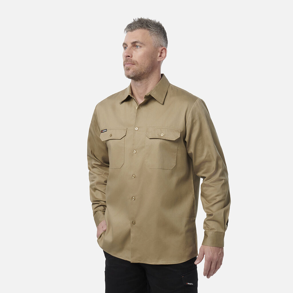 Originals Long Sleeve Open Front Cotton Drill Work Shirt