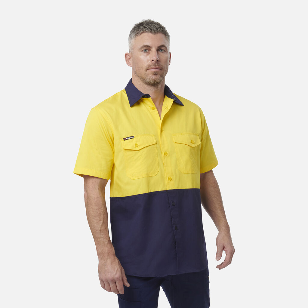 Workcool 2 Hi-Vis Two Tone Short Sleeve Drill Work Shirt