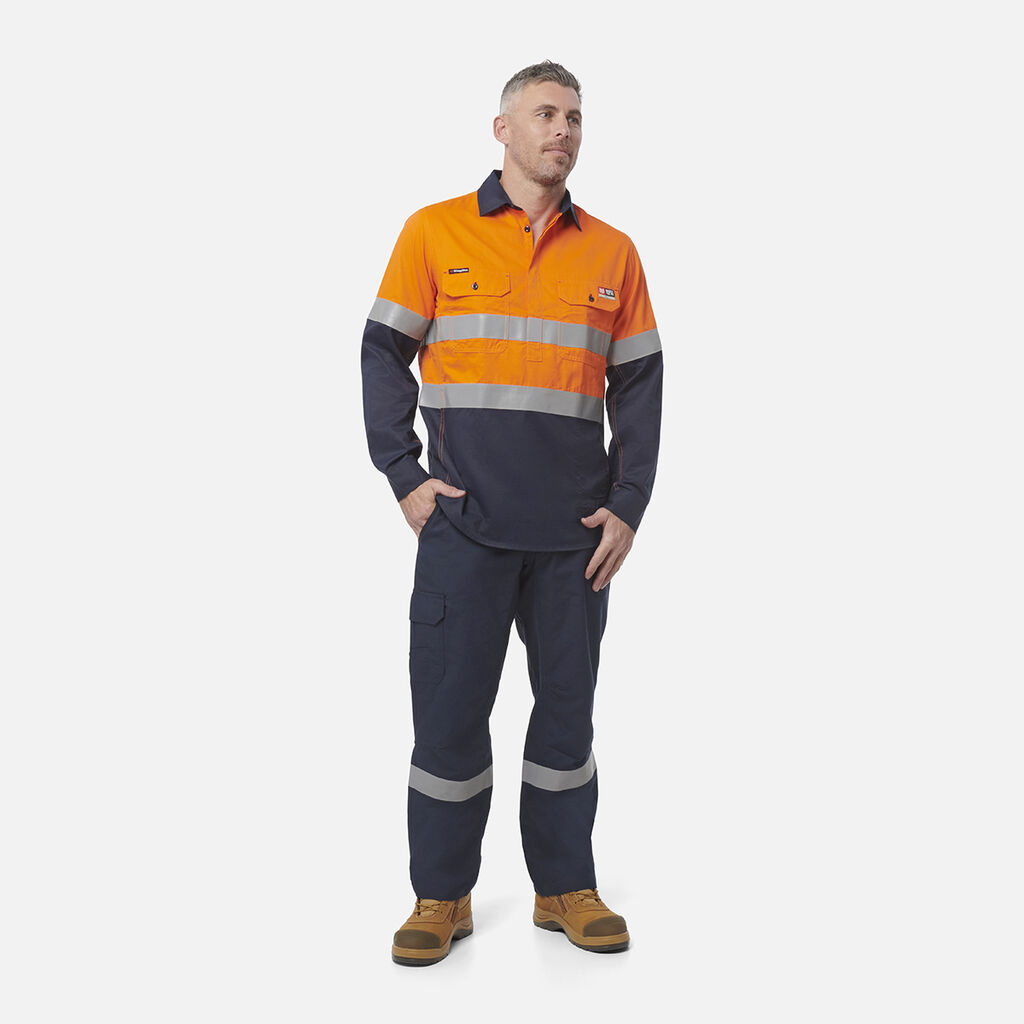 ShieldTec FR Hi Vis 2 Tone Closed Front Taped Shirt PPE2