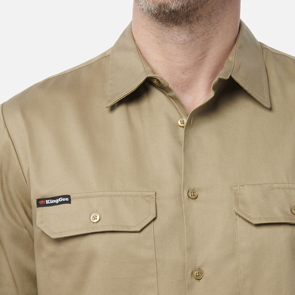 Originals Long Sleeve Open Front Cotton Drill Work Shirt