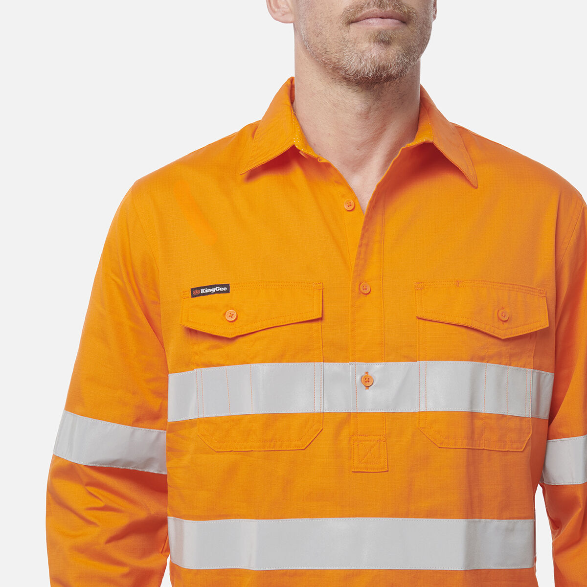 Hi Vis Reflective Closed Front Shirt LS | KingGee Australia