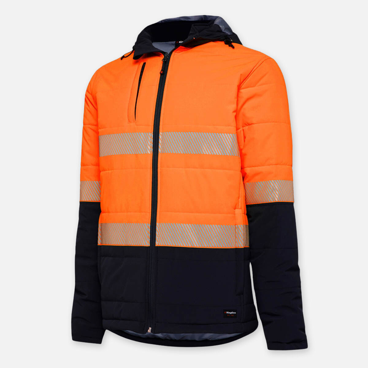 reflective puffer jacket with hood