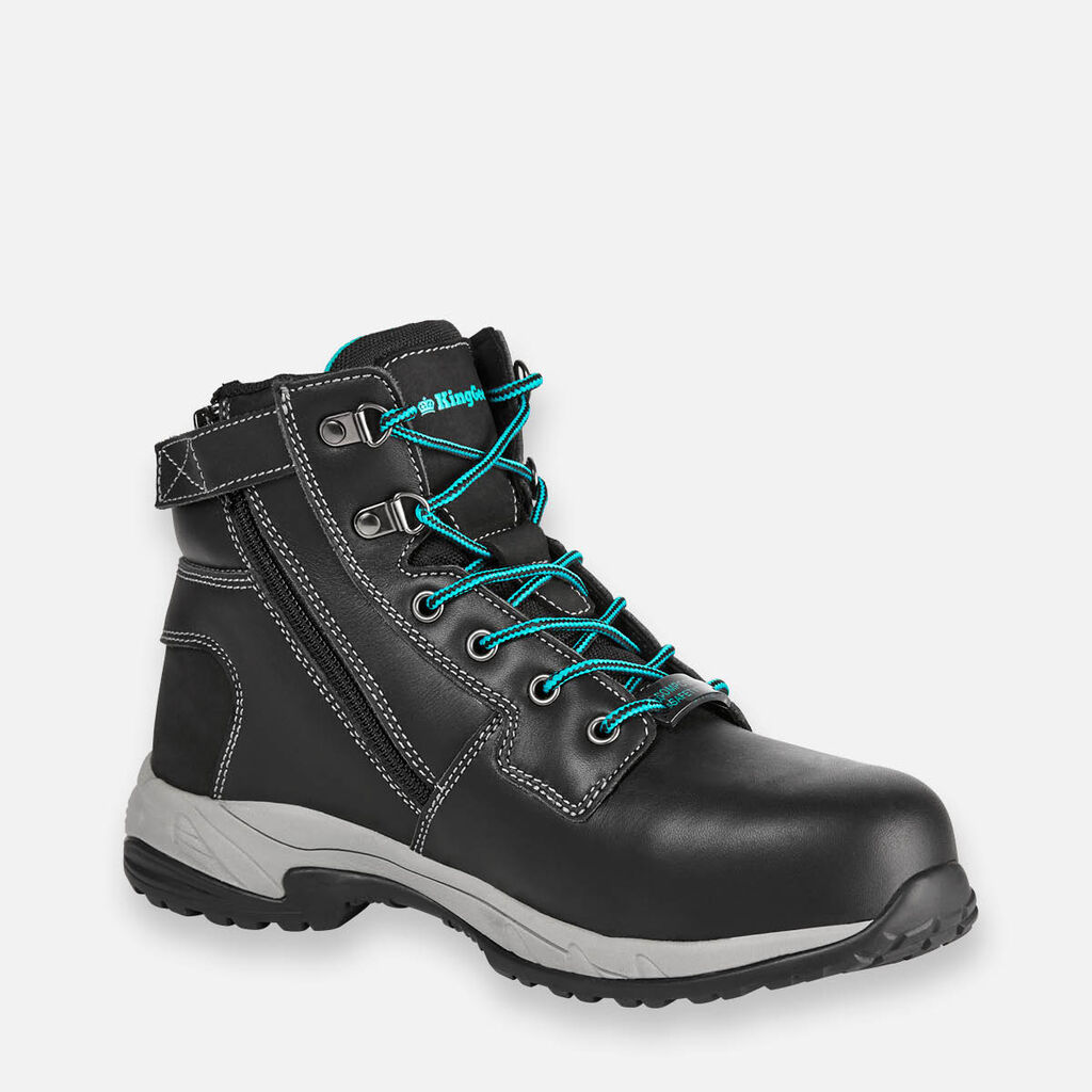 Women's Tradie Zip/Lace Steel Cap  Work Boots 5" - Black