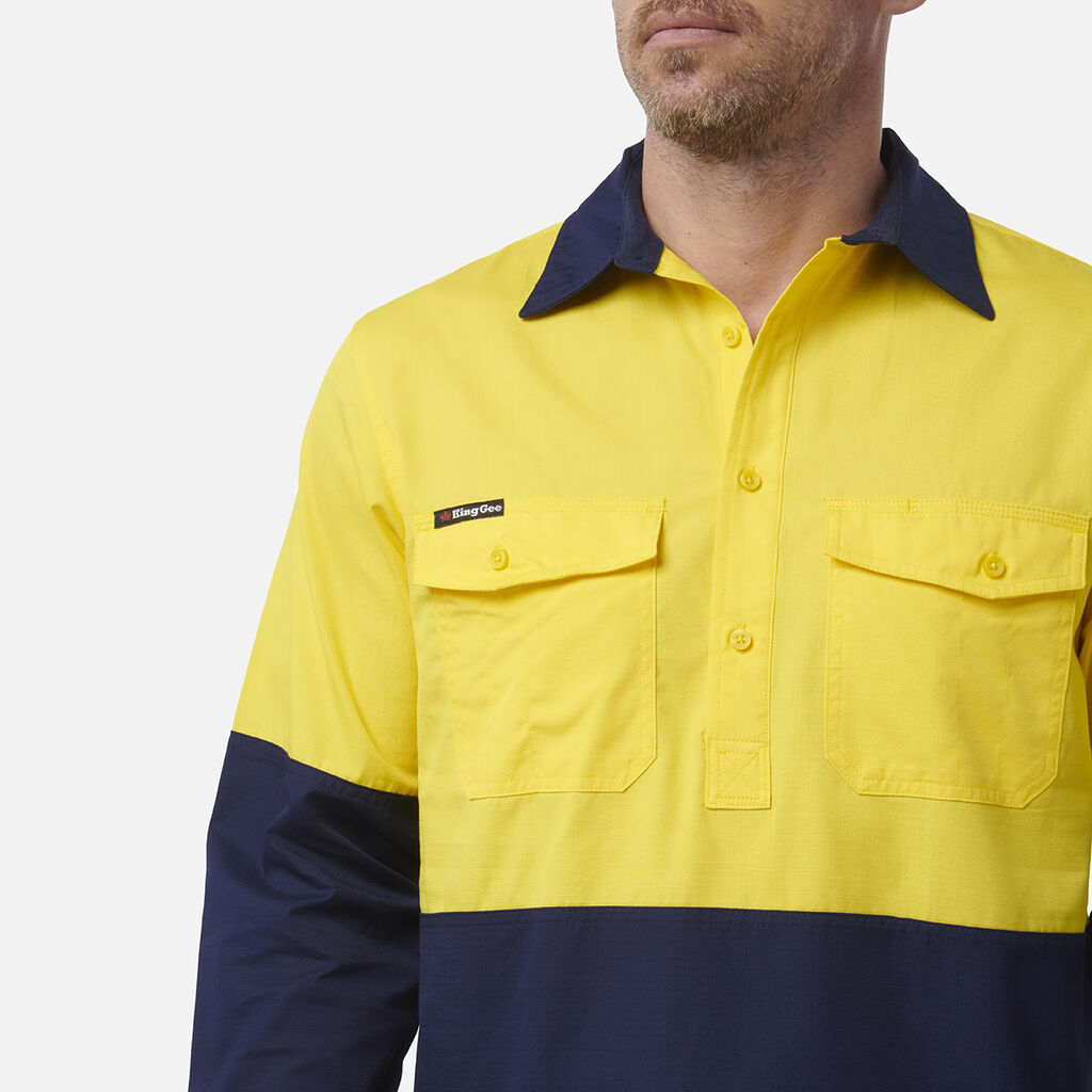 Workcool 2 Hi-Vis Two Tone Closed Front Long Sleeve Shirt