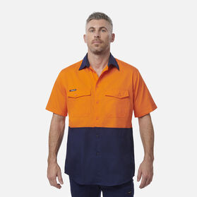 Workcool 2 Hi-Vis Two Tone Short Sleeve Drill Work Shirt