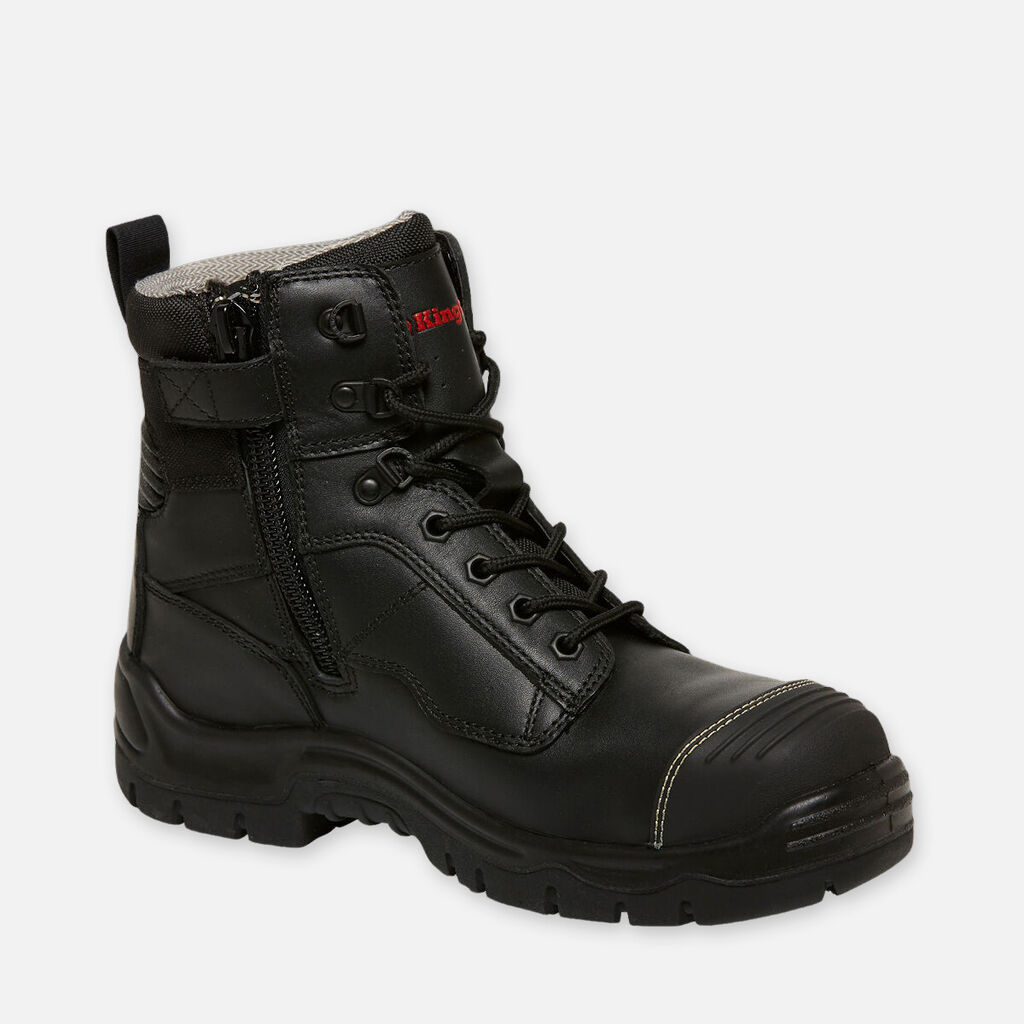 Phoenix Zip/Lace Safety Work Boots with Scuff Cap - Black