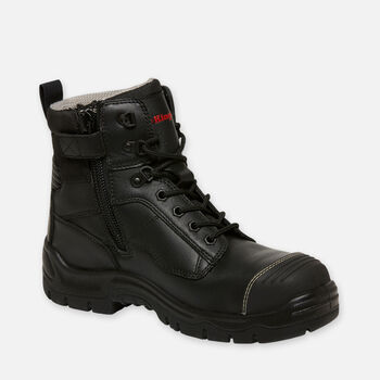 Phoenix Zip/Lace Safety Work Boots with Scuff Cap - Black