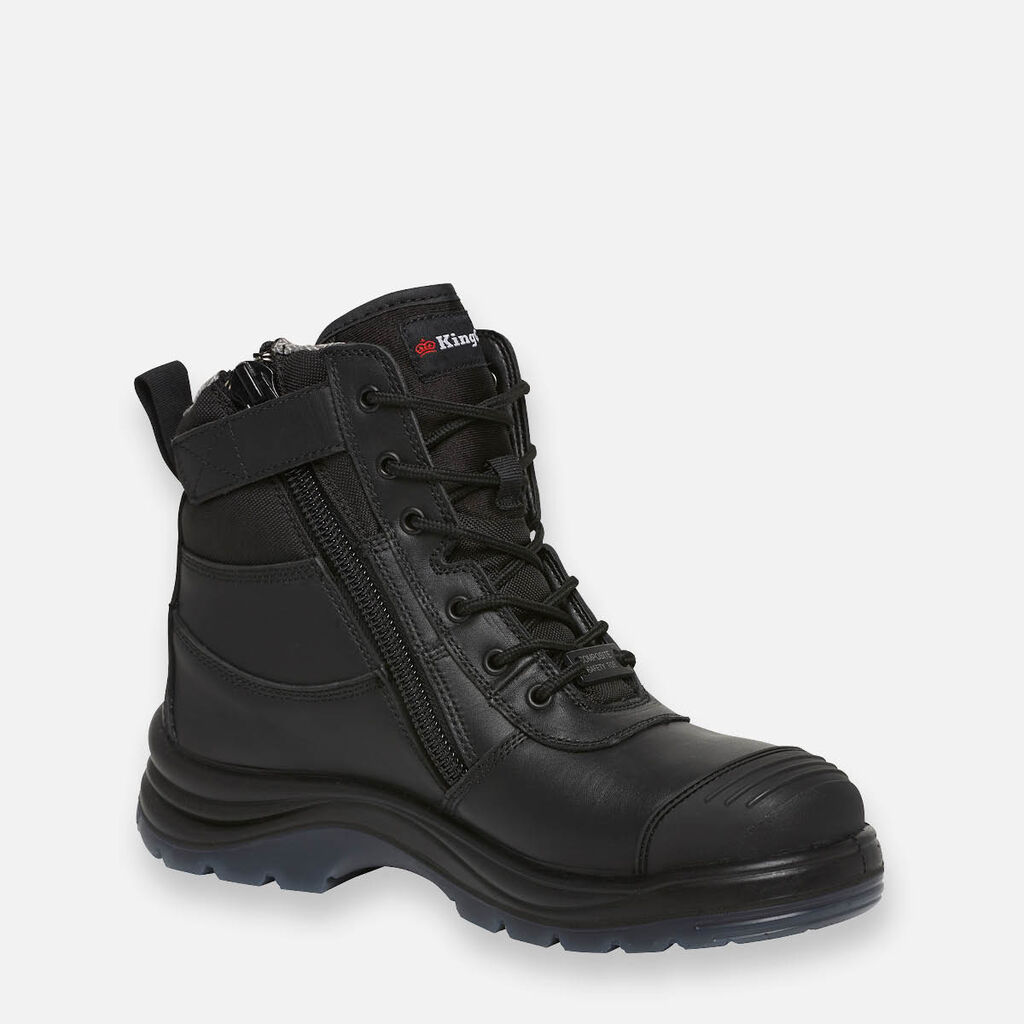 Tradie Zip/Lace Composite Safety Work Boots 6" - Black