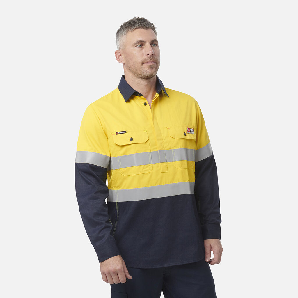 ShieldTec FR Hi Vis 2 Tone Closed Front Taped Shirt PPE2