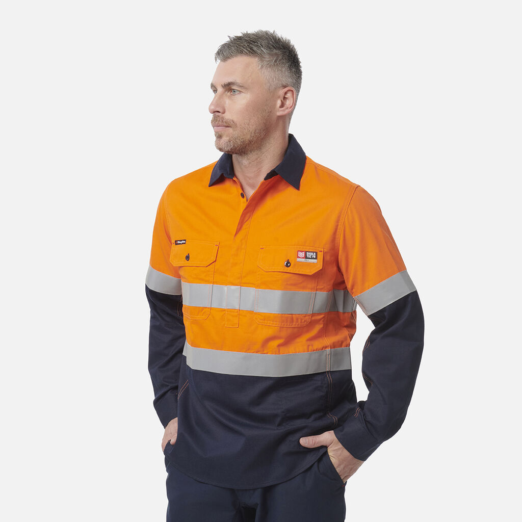 ShieldTec FR Hi Vis 2 Tone Closed Front Taped Shirt PPE2