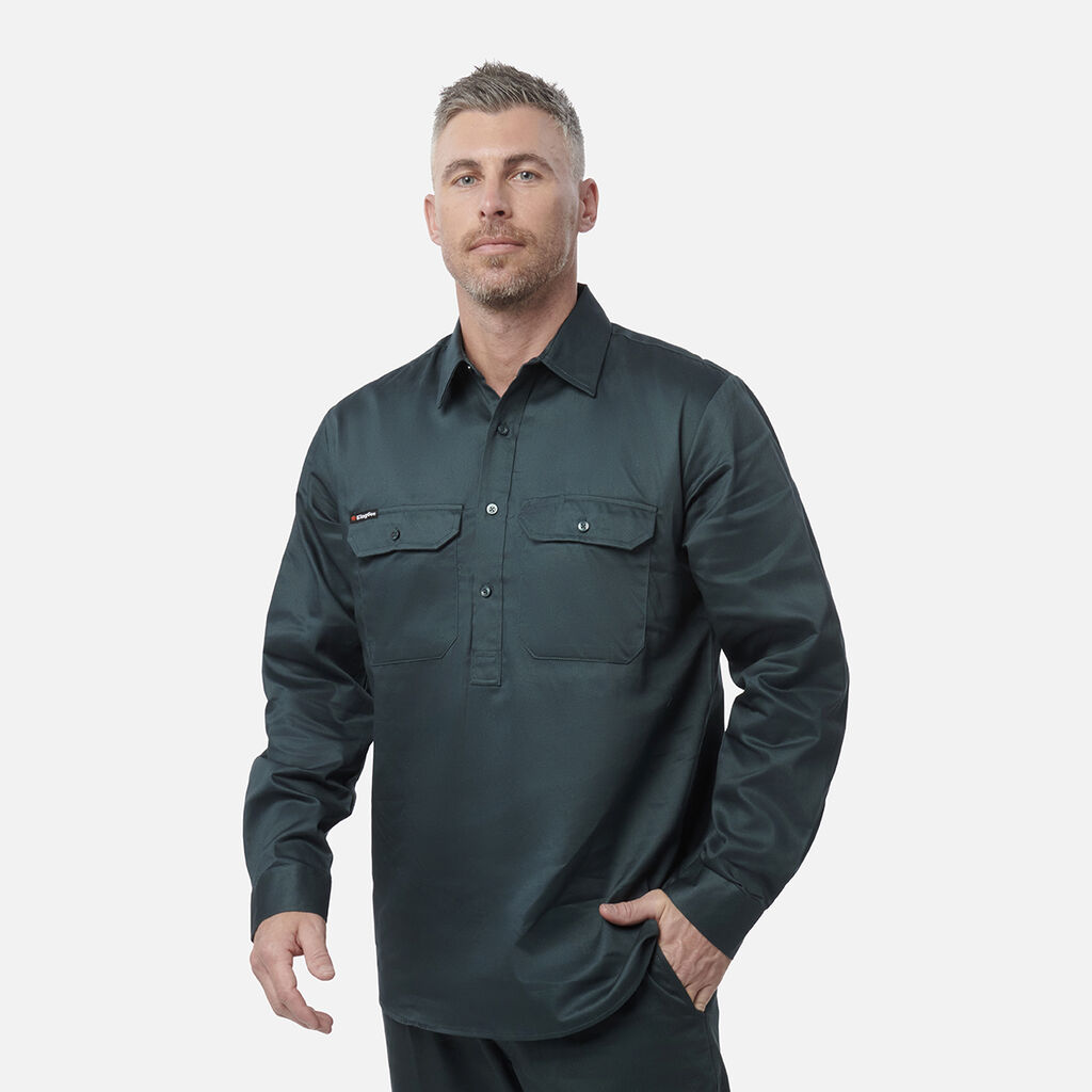 Originals Long Sleeve Closed Front Cotton Drill Work Shirt
