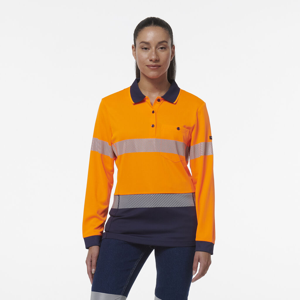 Womens Workcool Hyperfreeze Spliced Long Sleeve Polo with Segmented Tape
