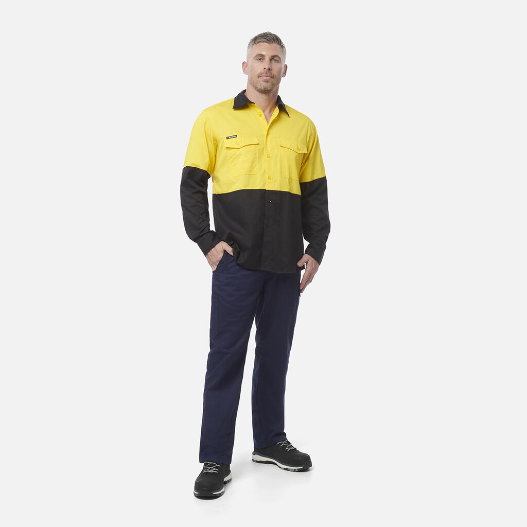 Workcool 2 Hi-Vis Two Tone Long Sleeve Drill Work Shirt