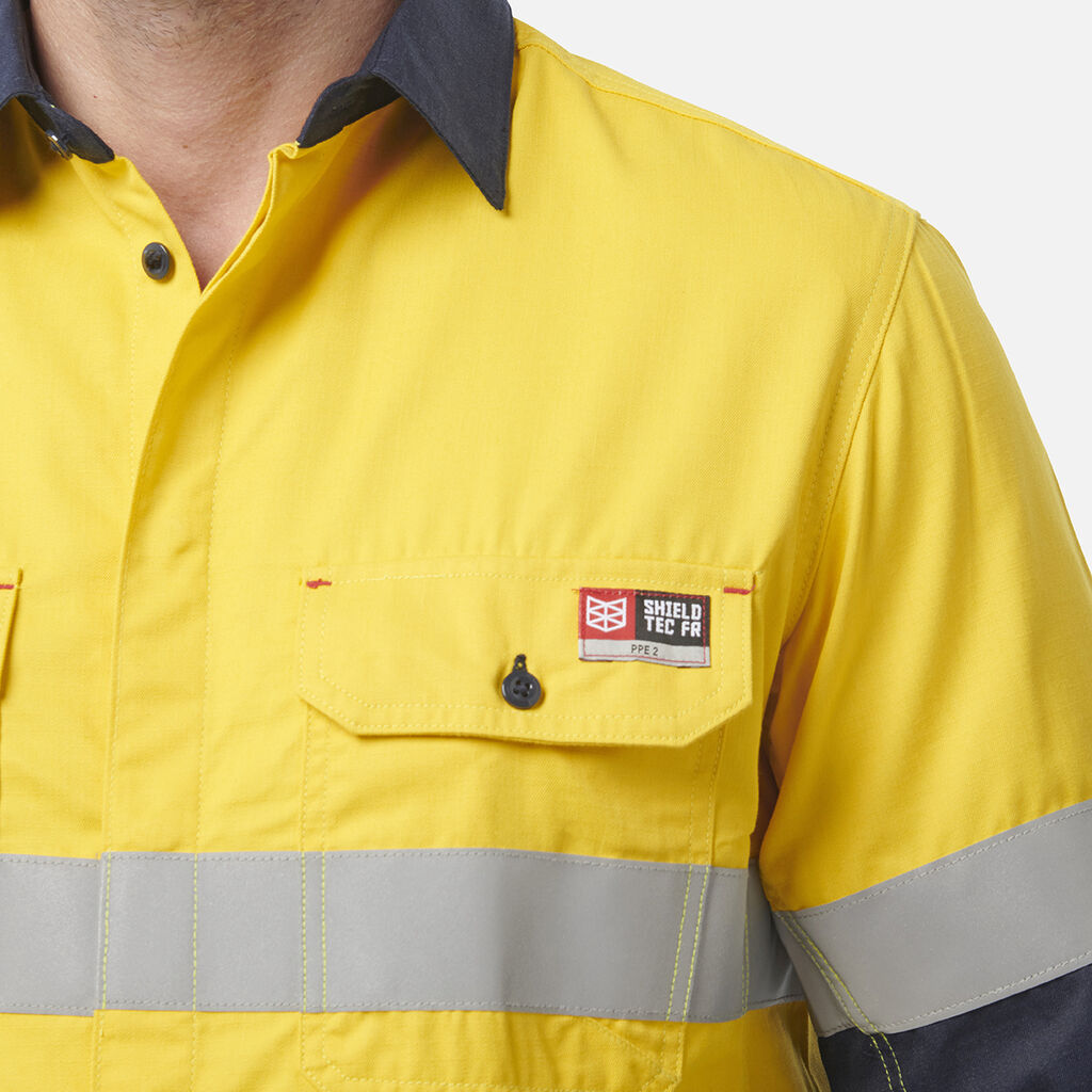 ShieldTec Fr Hi Vis 2 Tone Open Front Taped Shirt PPE2