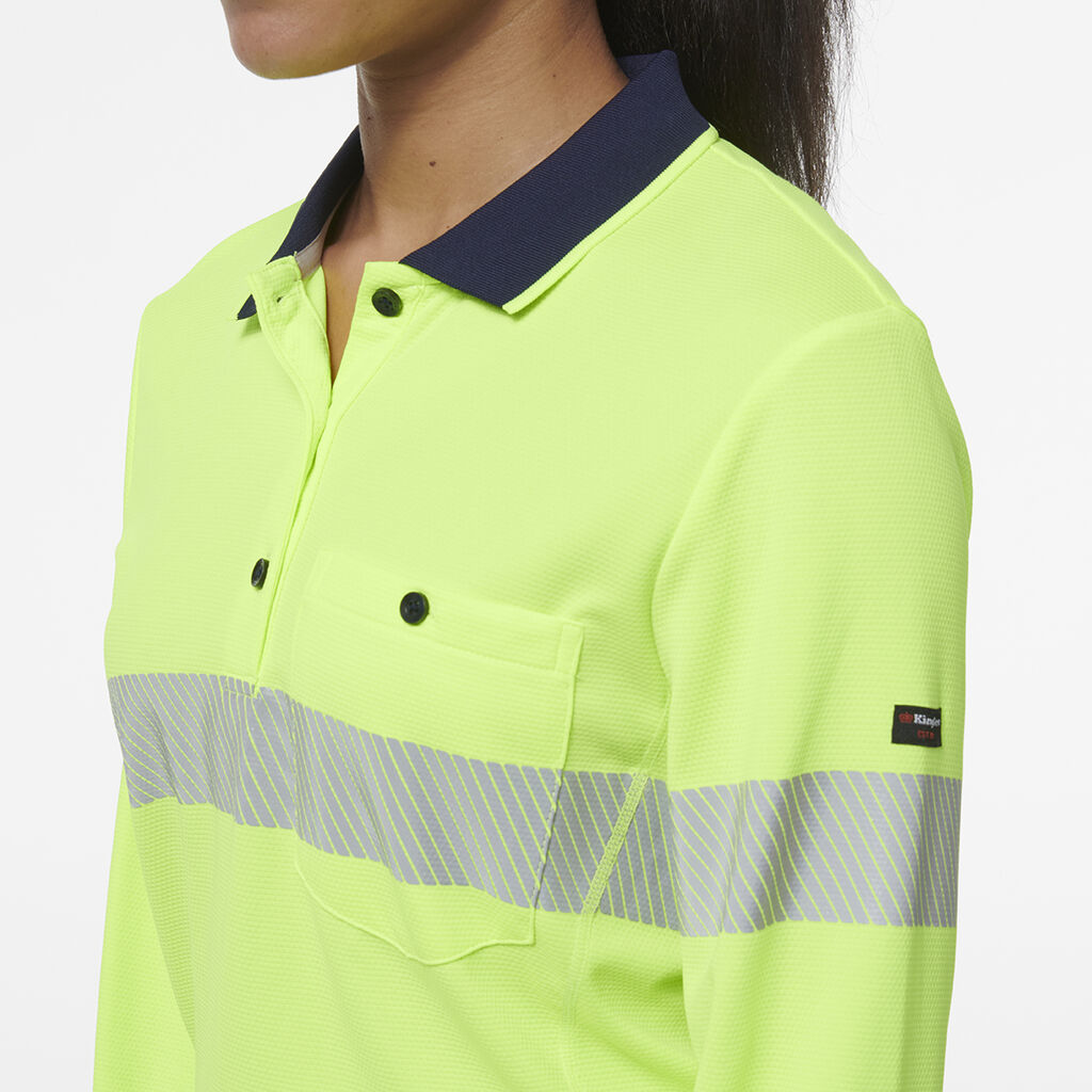 Womens Workcool Hyperfreeze Spliced Long Sleeve Polo with Segmented Tape