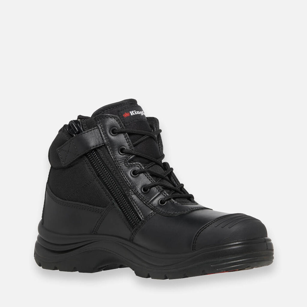 Tradie Zip/Lace Steel Cap Safety Work Boots 5" - Black