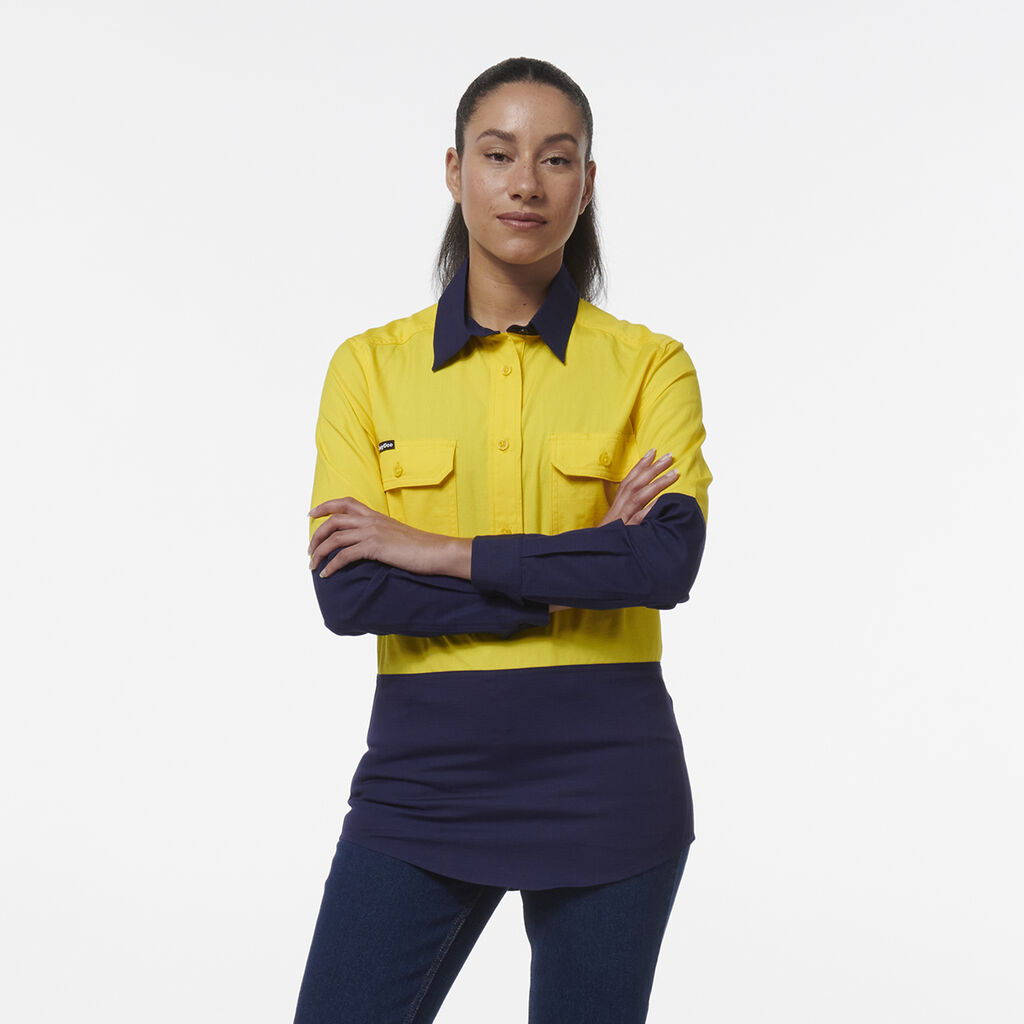 Womens Workcool Vented Closed Front Spliced Shirt 