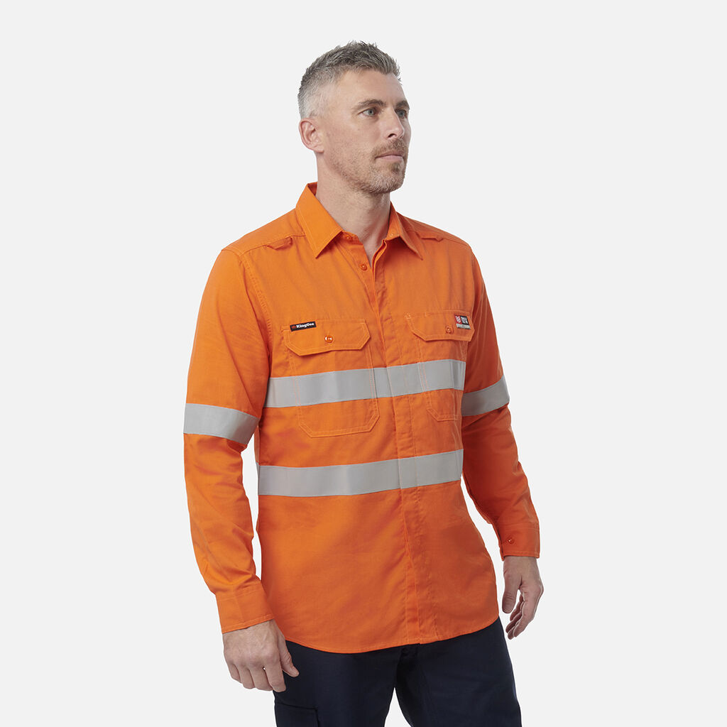 Shieldtec LENZING™ FR Hi-Vis Spliced Open Front Taped Shirt PPE2