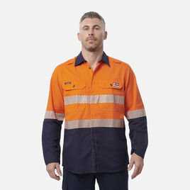 ShieldTec LENZING™ FR Hi Vis 2Tone Open Front Taped Shirt PPE1