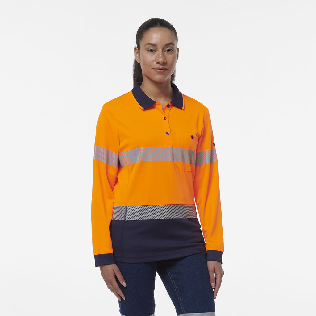 Womens Workcool Hyperfreeze Spliced Long Sleeve Polo with Segmented Tape