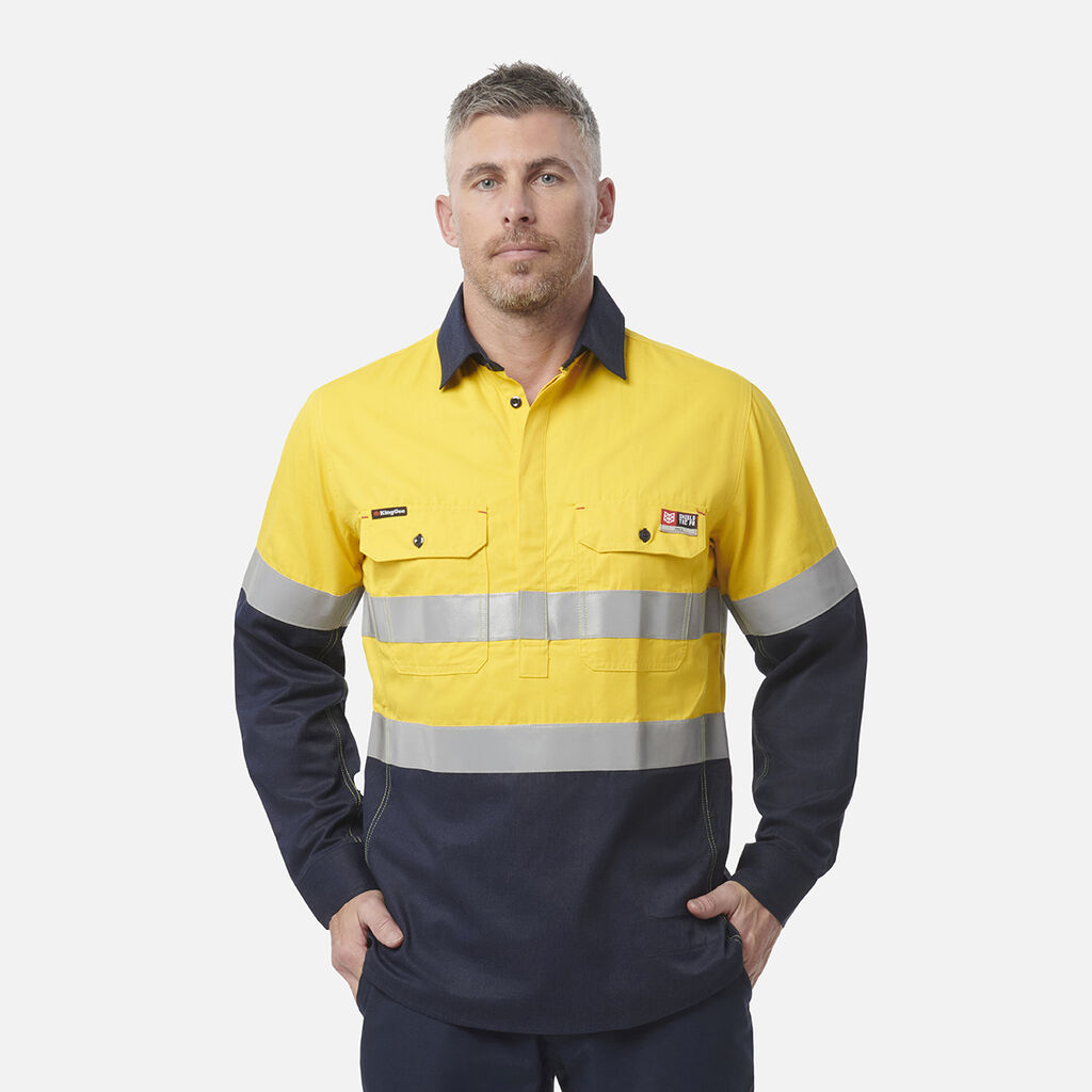 ShieldTec FR Hi Vis 2 Tone Closed Front Taped Shirt PPE2