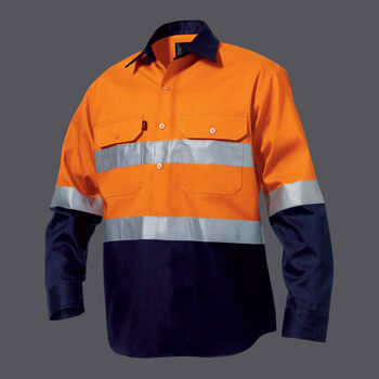 Reflective Closed Front Spliced Drill Shirt Long Sleeve