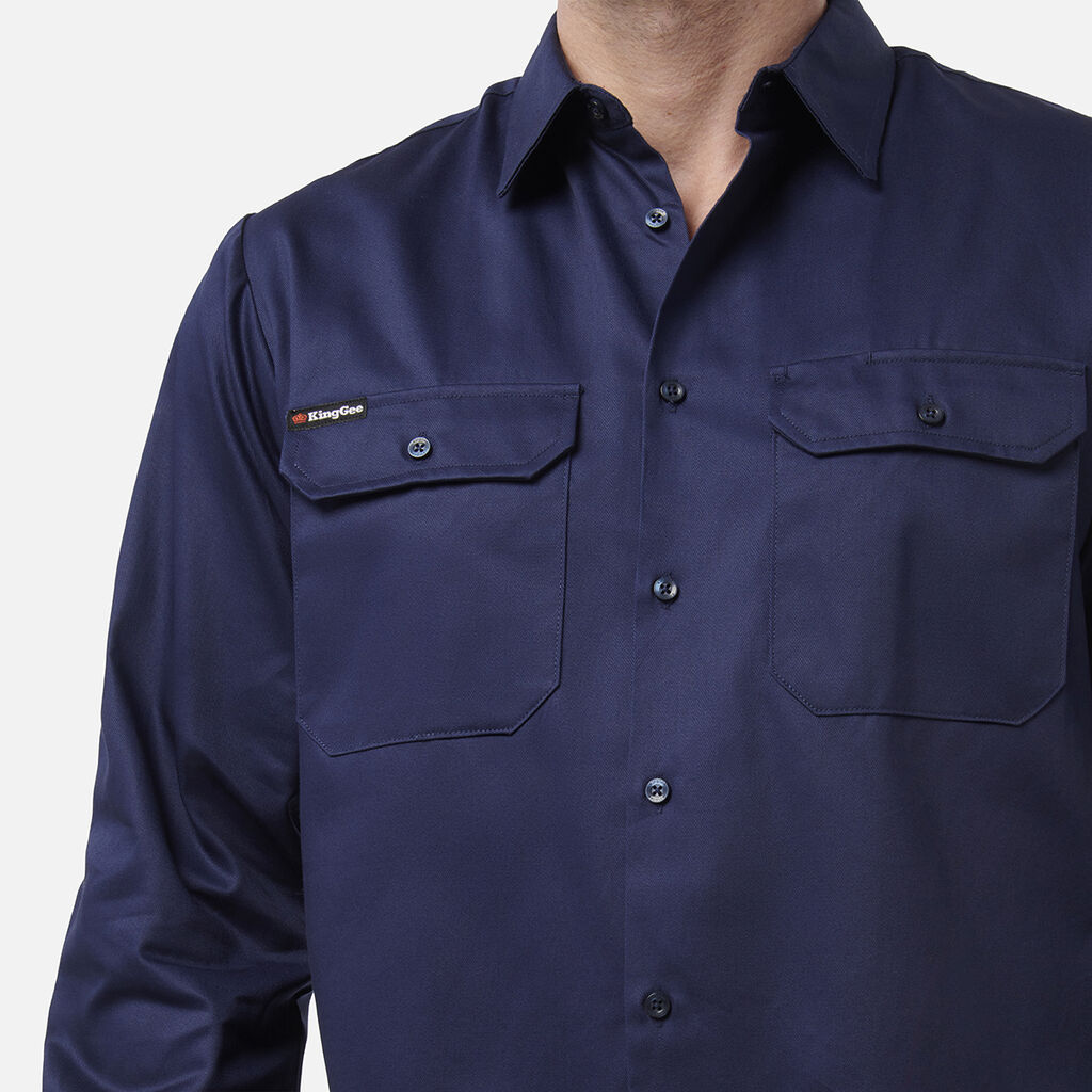 Originals Long Sleeve Open Front Cotton Drill Work Shirt