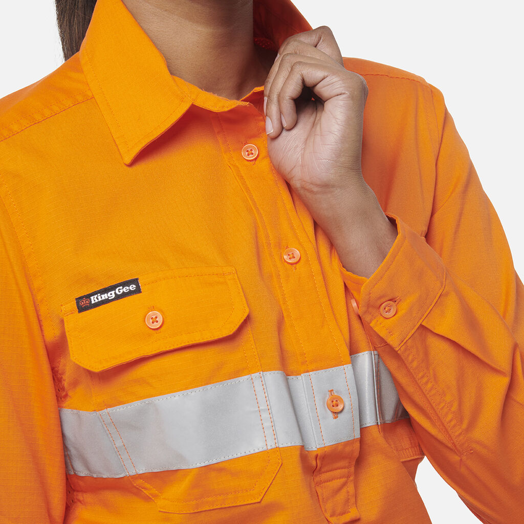 Womens Workcool Vented Closed Front Shirt Taped Long Sleeve