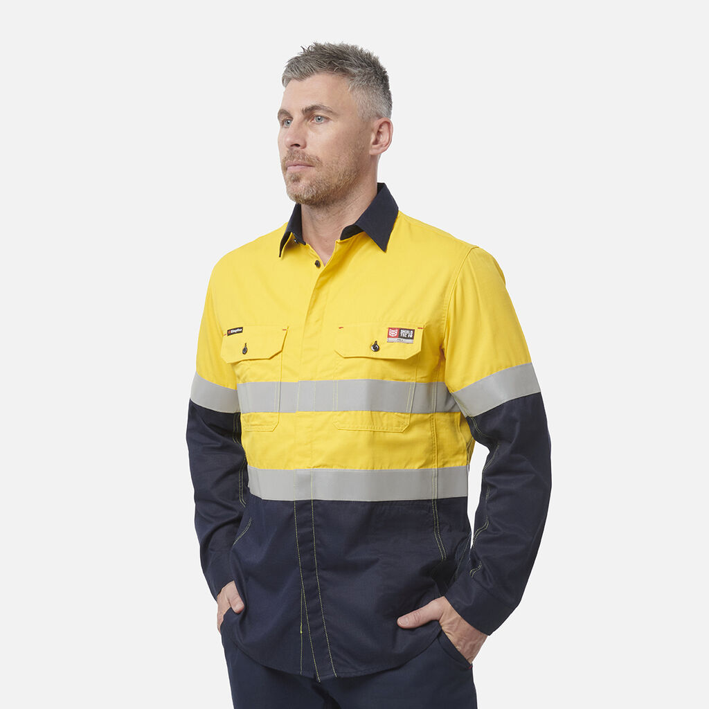 ShieldTec Fr Hi Vis 2 Tone Open Front Taped Shirt PPE2