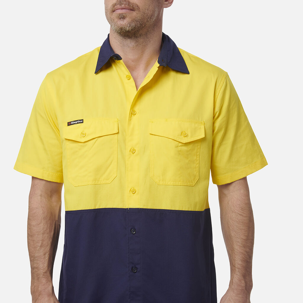 Workcool 2 Hi-Vis Two Tone Short Sleeve Drill Work Shirt